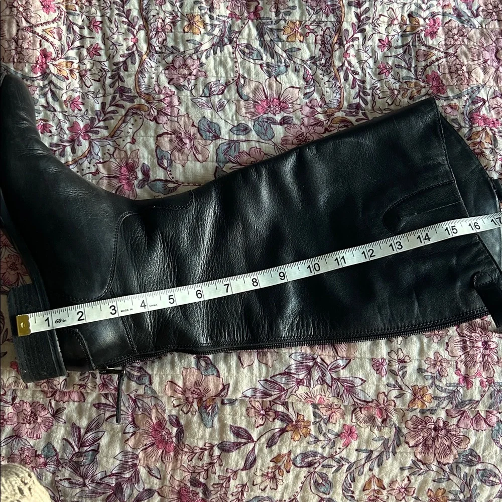 Sam Edelman Wide Calf Sz 7.5 Penny Black Leather Knee-High Riding Boots